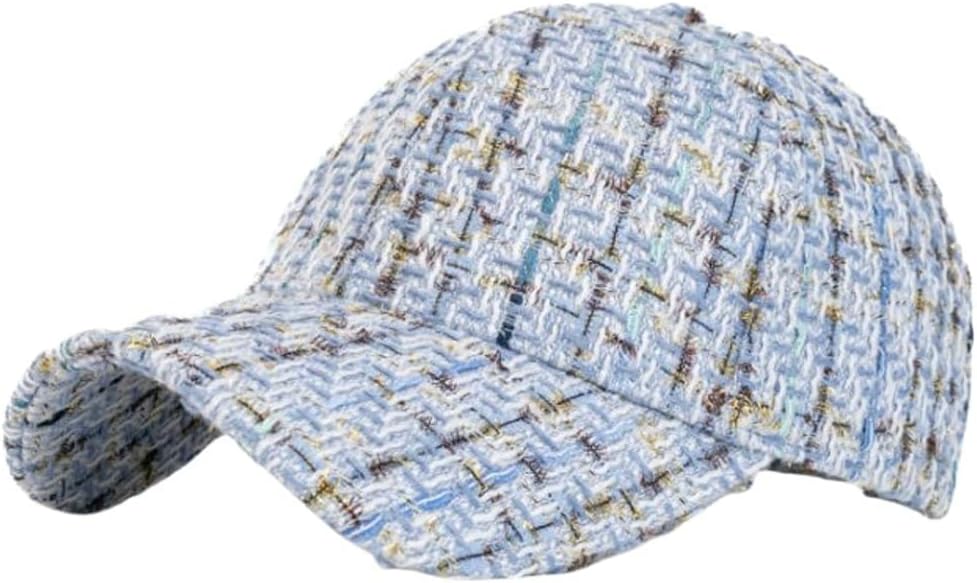 Women's Stylish Plaid Tweed Baseball Cap Fall Winter Classic Casual Dad Hat Fashion Adjustable Hat