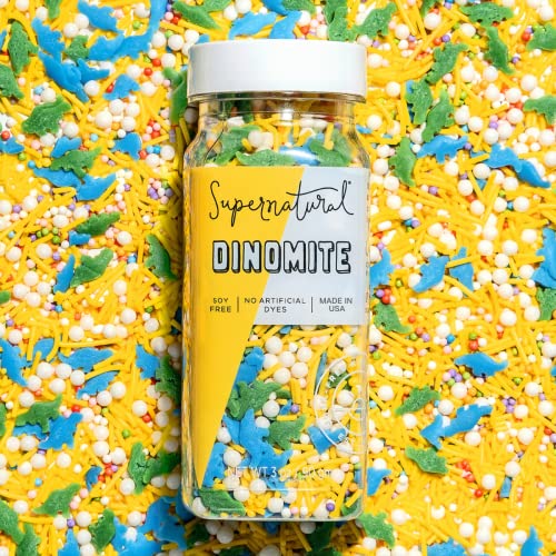 Dinomite Natural Confetti Sprinkles by Supernatural Rainbow Dinosaurs No Artificial Dyes Soy Free Gluten Free Vegan 3oz