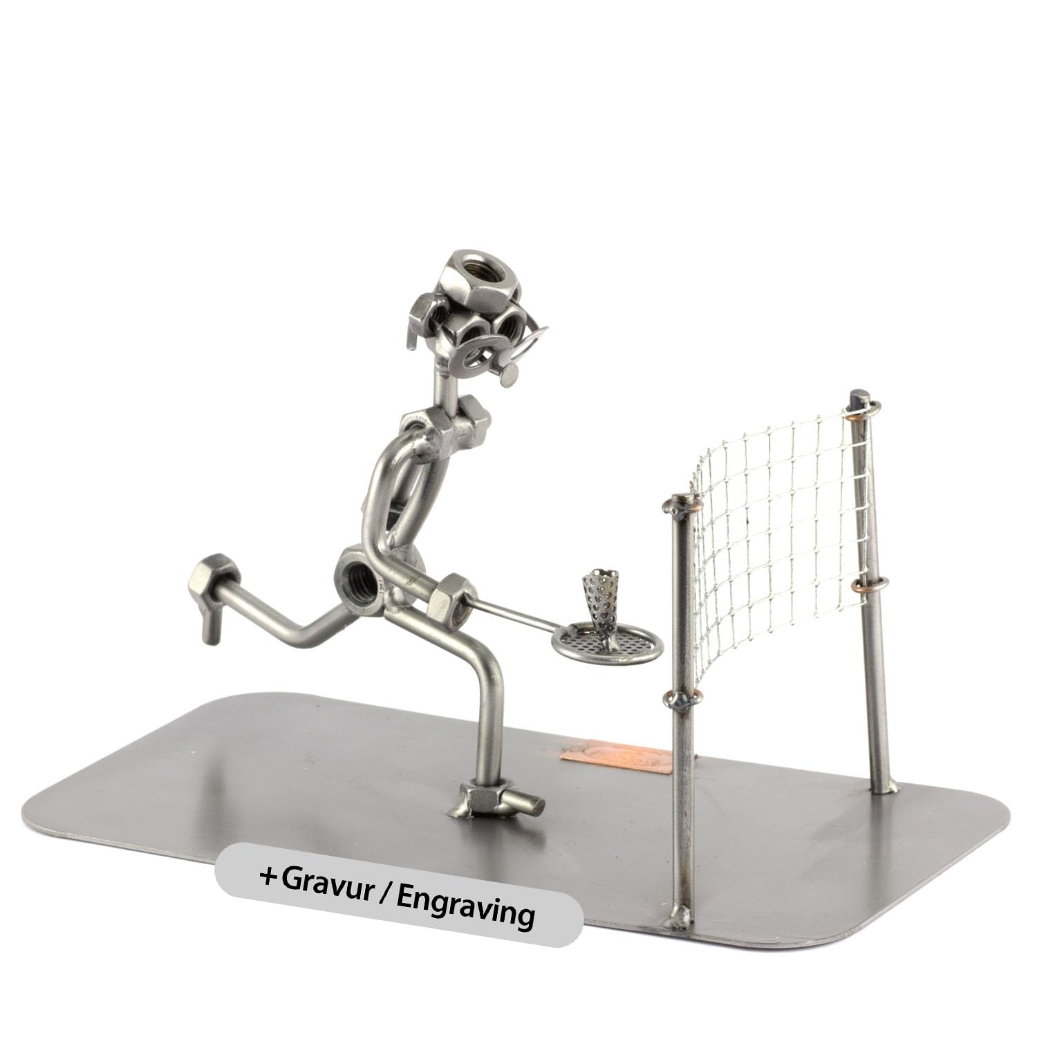 Steelman24 Metallic I Nuts And Bolts Sculpture Badminton With Personal Engraving I Handmade Ornaments I I Metal Figurine