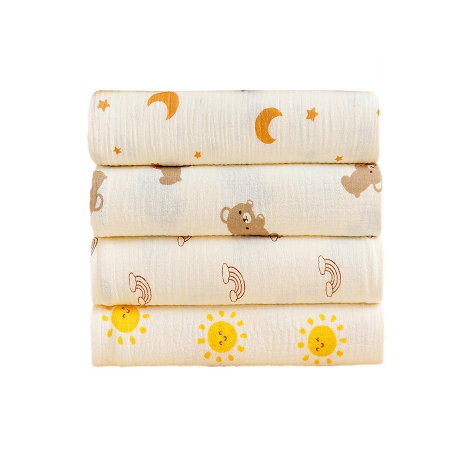 Langes Bébé 100x100 cm Lot de 4 Mousseline de Coton,Absorbant Respirant, Ultra Doux, Épais et Super Absorbant pour Nouveauné Peau Sensible pour Unisexe Bébé