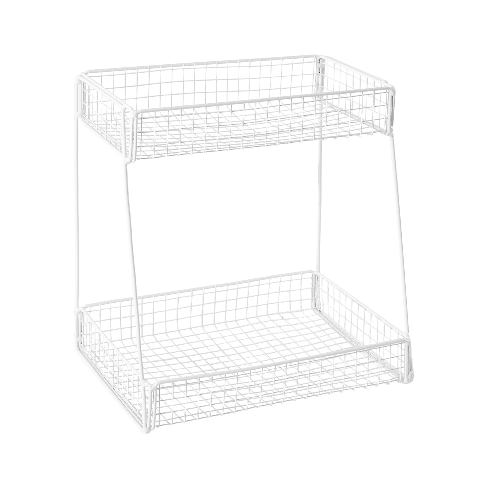 Sunnynest White 2-Tier Large Storage Bathroom Counter Organizer Vegetable Storage Rack Double Tier Decorative Organiser Spice Rack (White)