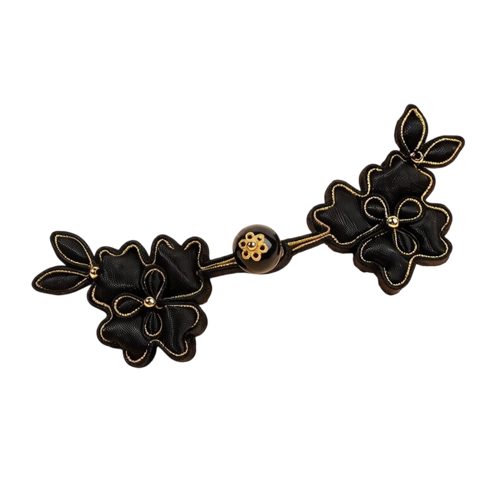 TFAOYS Delicate Satins Fabric Knot Button Decoration with Golden Pearls for Ethnic Garments Handcraft Sateen Button Satins Decorated with Golden Beads for Oriental Costumes