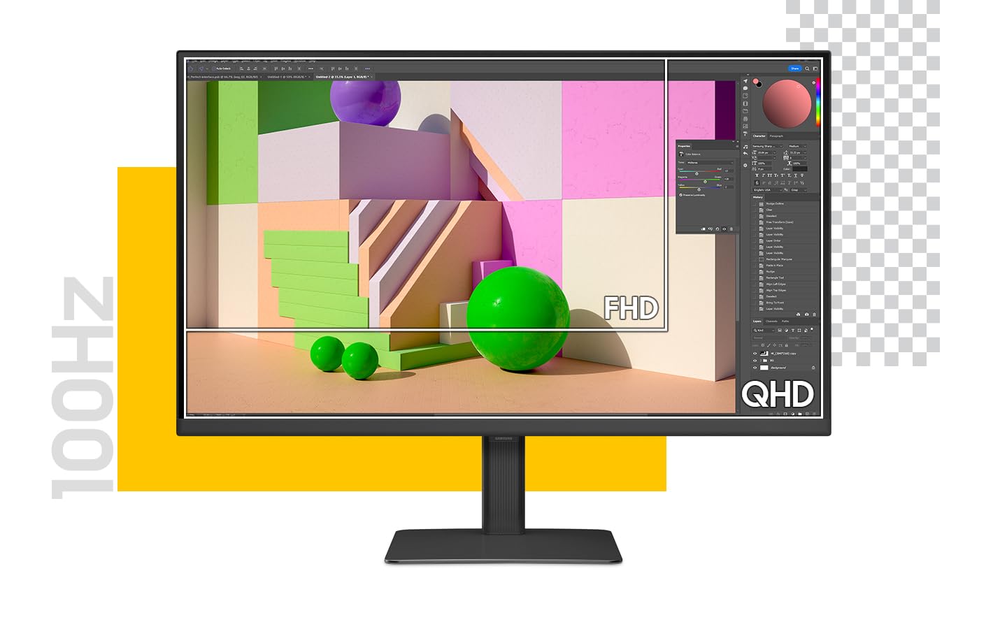 Samsung Écran PC ViewFinity S60D 32'', 100Hz - Dalle IPS, QHD (2560 x 1440), 5ms, Inclinable, Orientable, Pivotable, Auto source switch +, HDMI (2.0), Display Port (1.4), USB (3.0), LS32D600EAUXEN