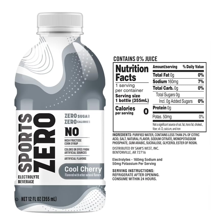 Sports Drink Zero, 12 fl. oz., 24 pk.