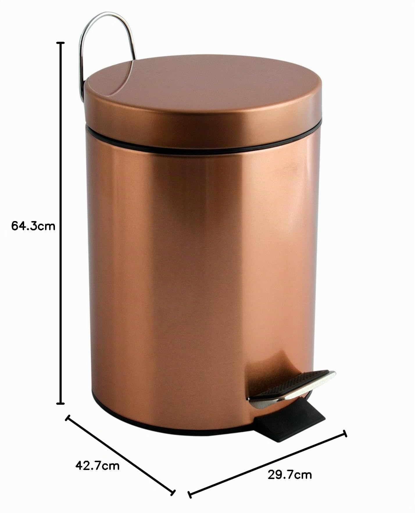 MSV - Papelera con Pedal (Acero HANS 3L, Efecto Cobre