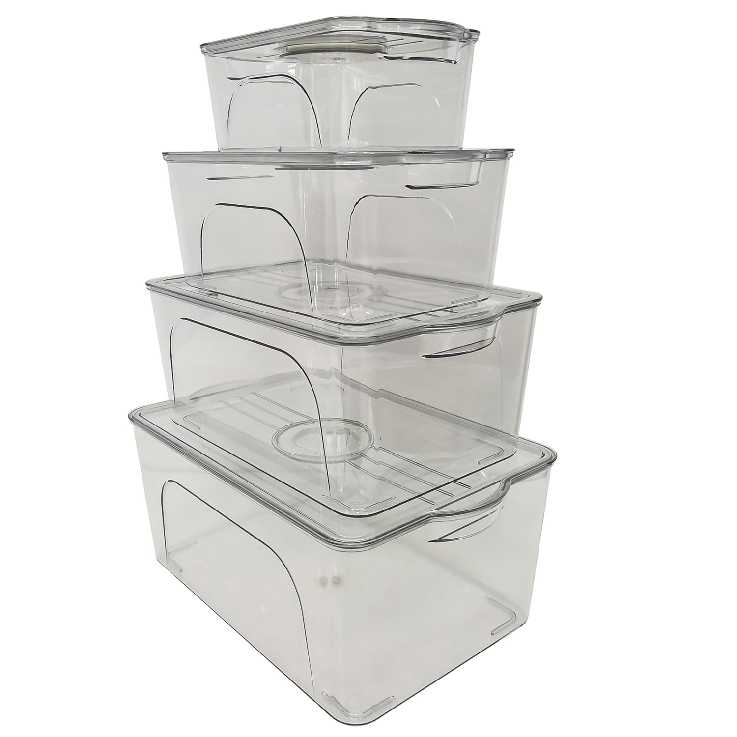 Contenedores de almacenamiento de alimentos con tapas, apilables de plástico transparente con grabadora de fecha para refrigerador, congelador, armario de cocina, organización de despensa 3