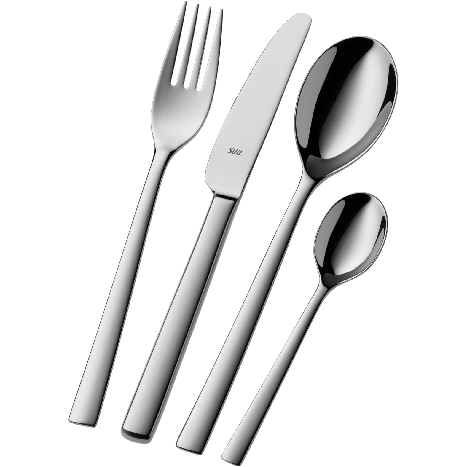 Silit Trend Besteck Set 6 Personen, 24-teilig, Monobloc-Messer, Crominox Edelstahl poliert, rostfrei, kratzbeständig, langlebig, spülmaschinengeeignet