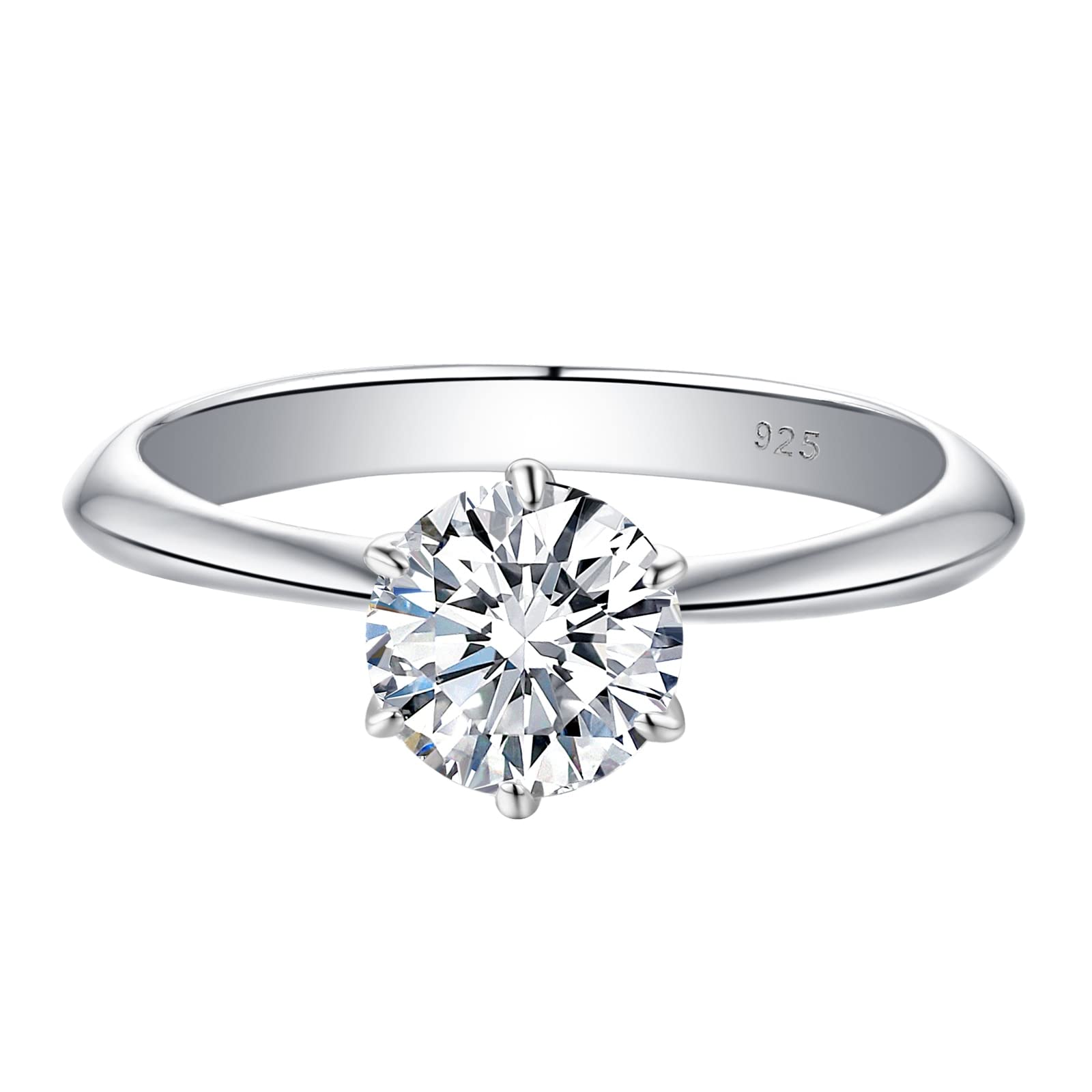 925 Sterling Silber Hochzeit Verlobungsring Für Frauen Solitaire Moissanite 1.0ct Rundschliff Klassischer Schmuck