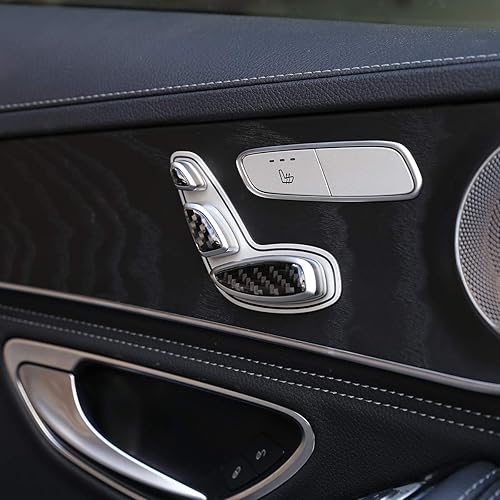 Miniatura 4 de YIWANG Adhesivo interno de lentejuelas 3D de botón de asiento de automóvil de fibra de carbono suave para Mercedes Benz C GLC Clase W205 X253