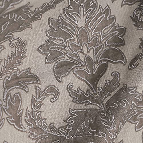 Image of Damask Applique Fabric, Greyish Beige Colour, Linen and Polyester Blend, Fabric by The Metre, 52 inches Width