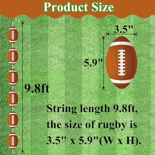 6 Pcs Football Garland Banner Football Party Decorations Football Cutouts Hanging Swirls for Birthday Party Supplies Assembled Sports Themed Home Classroom Party Decor Favors - Image 4