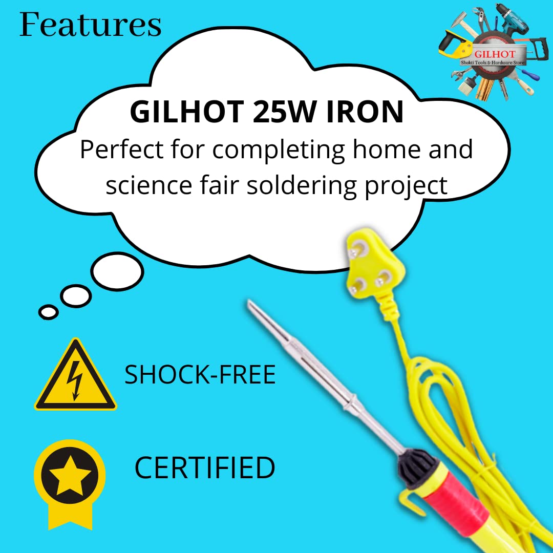 Gilhot® Professional 25 Watt Soldering Iron, Glue gun, Solder Wire and Glue Gun Sticks for beginner and Intermediate 4 in 1 combo (pack of 4) (VMX) 1