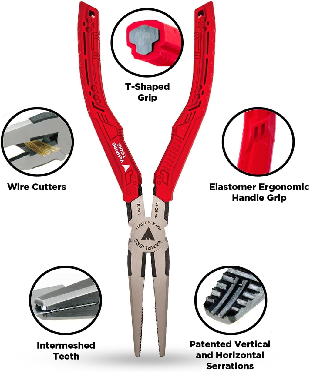 VAMPLIERS 7.5" Stripped Screw Extractor Needle Nose Pliers. Made in Japan. Time-Saving Long Nose Screw Removal Plier for Removing Damaged Fasteners in Confined Spaces. - Image 9