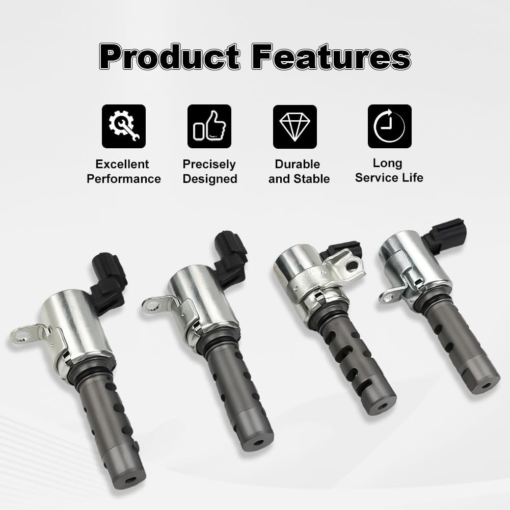 4 PCS Camshaft Position Solenoid Timing Actuator Compatible with Lexus ES350 RX350 Toyota Avalon Camry Highlander RAV4 Sienna Venza Replacement for 153300P030 153400P020 OCV Oil Control Valve