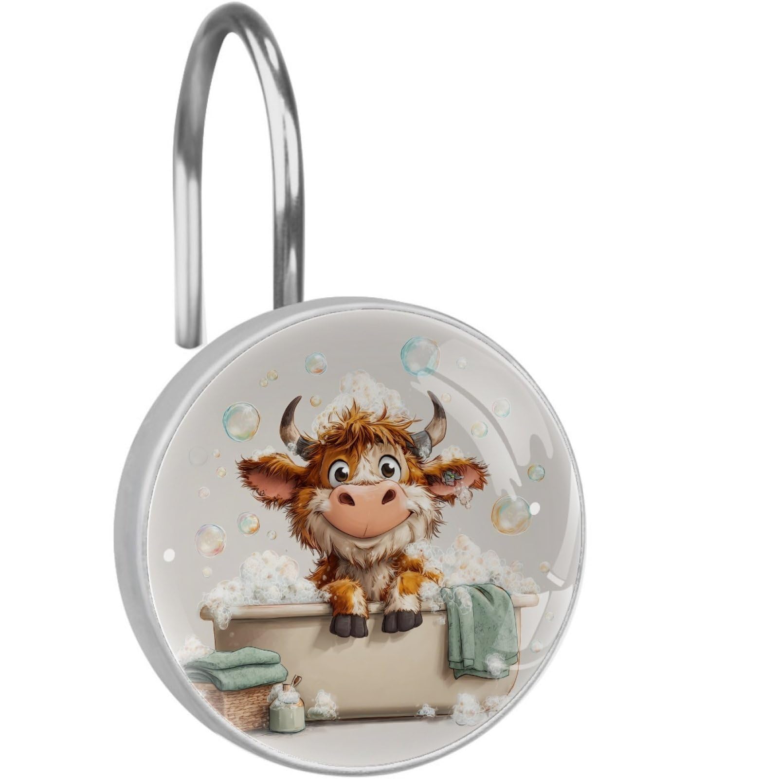 VAPOKF Shower Curtain Hooks, 12PCS Highland Cow Shower Curtain Hook for Bathroom Decors Home Bedroom