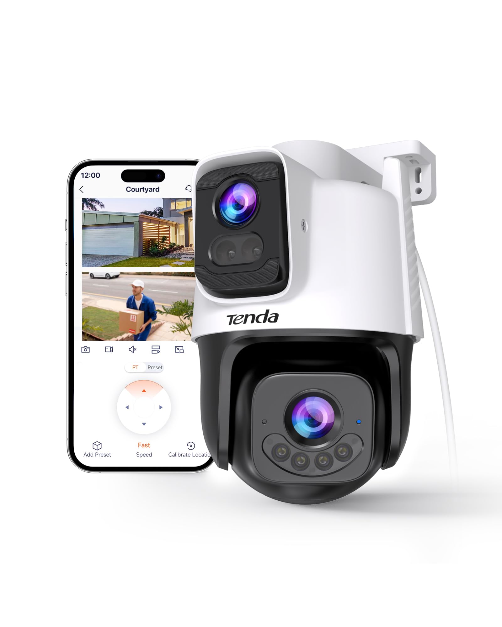 Tenda CH9 kamera do monitoringu zewnętrznego, 6 MP, podwójny obiektyw, zewnętrzna kamera monitorująca, IP66, bezpieczeństwa, automatyczne śledzenie, widoczność w nocy, 2 audio,
