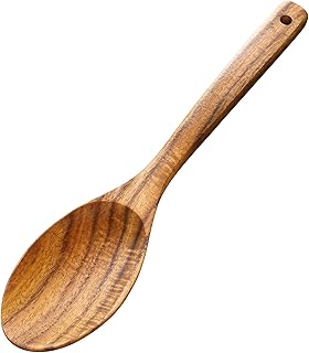 Kooklepel hout, 30 cm, roerlepel, lepel, spatel, hout, acaciahout, braadlepel, kookbestek, lange grote handgreep, houten lepel, keukengerei voor koken, serveren, mengen, mueslilepels