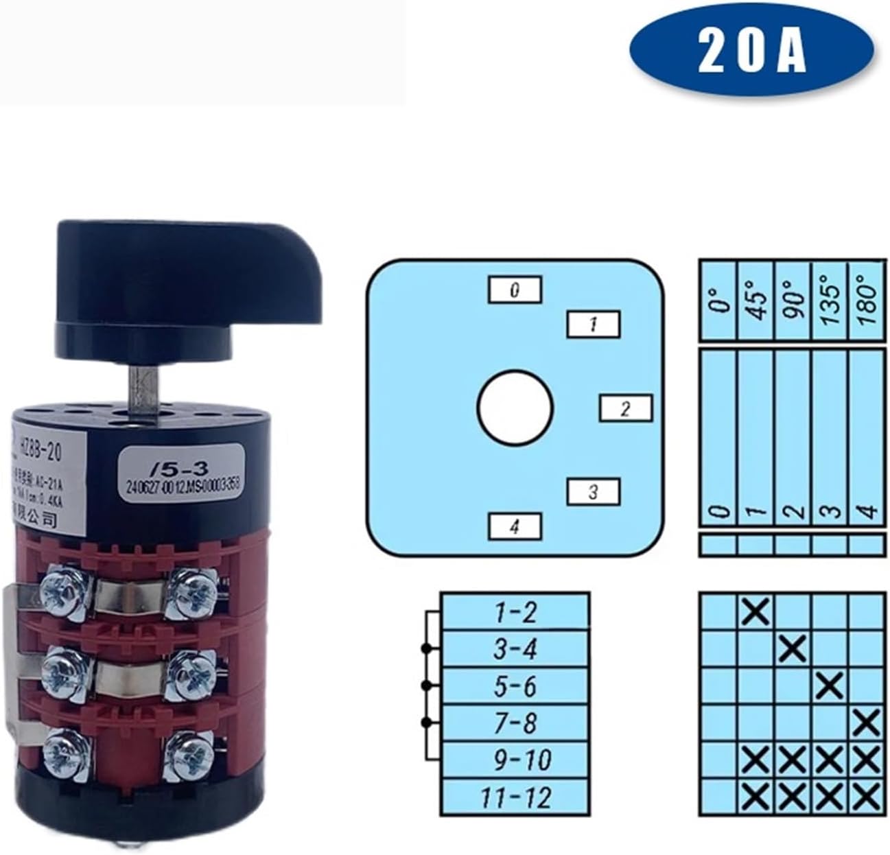 0-4 Positions HZ8B-20/5/3 Electrical Control 3 Layers 20A Changeov