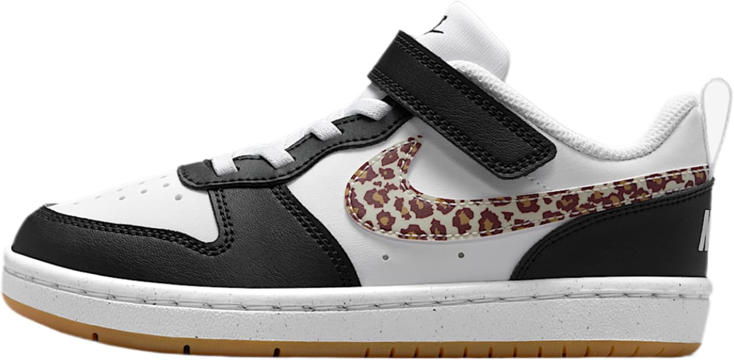 Nike Court Borough Low Little Kids' Shoes (Black/White/Gum Medium Brown/White)