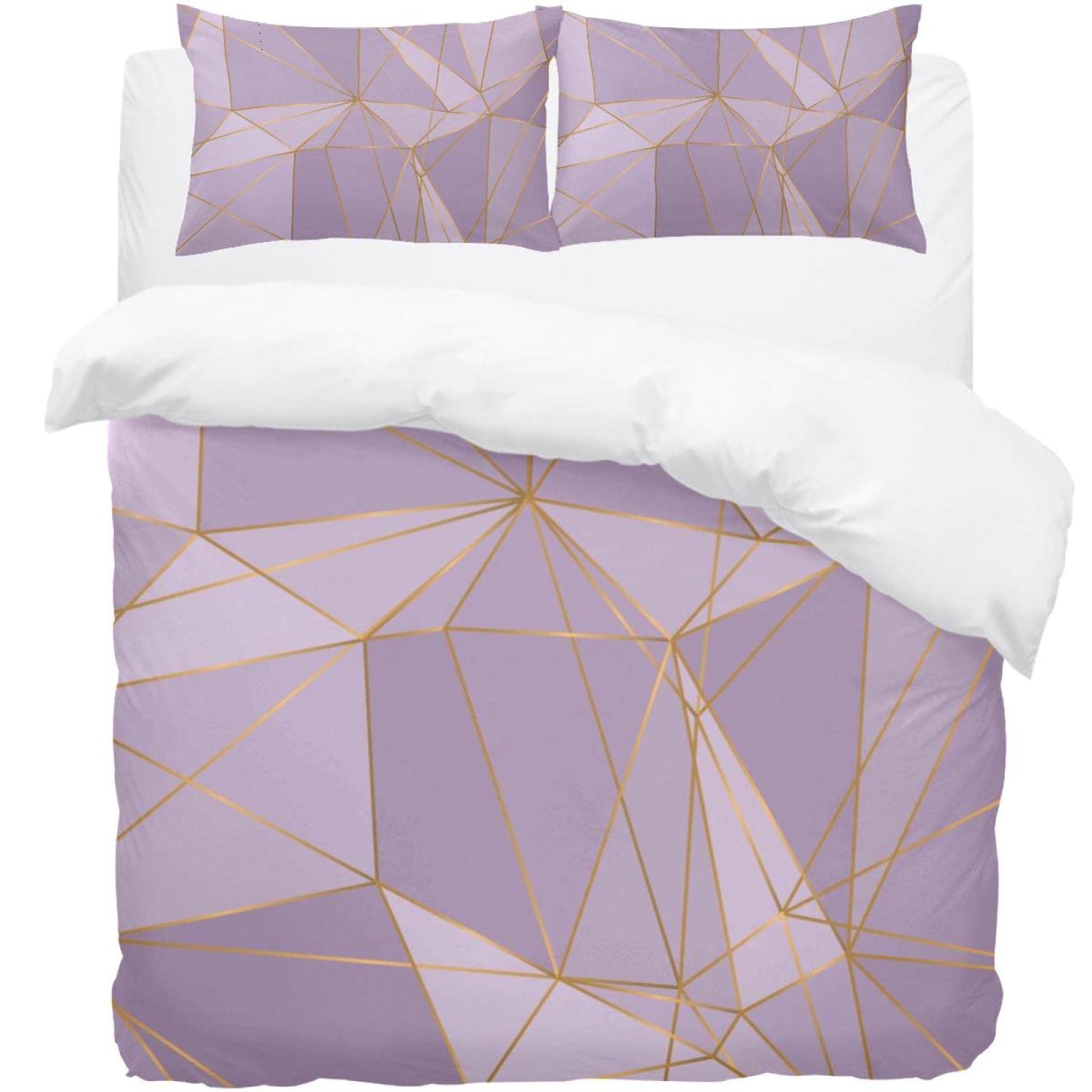 Housse de couette géométrique violette pour une chambre moderne et cocooning