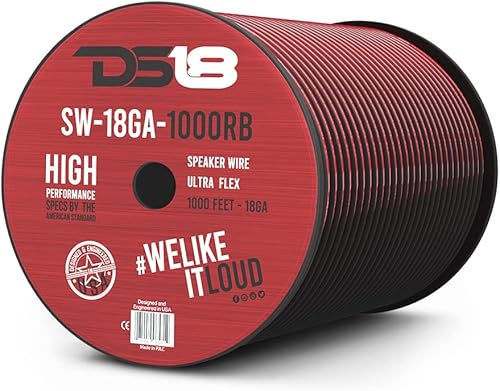 Miniatura 1 de DS18 SW-18GA-1000RB Cable de altavoz de calibre 18, 1000 pies, ultra flexible, CCA rojo y negro (1000 pies1,011.8 ft) cable de altavoz para