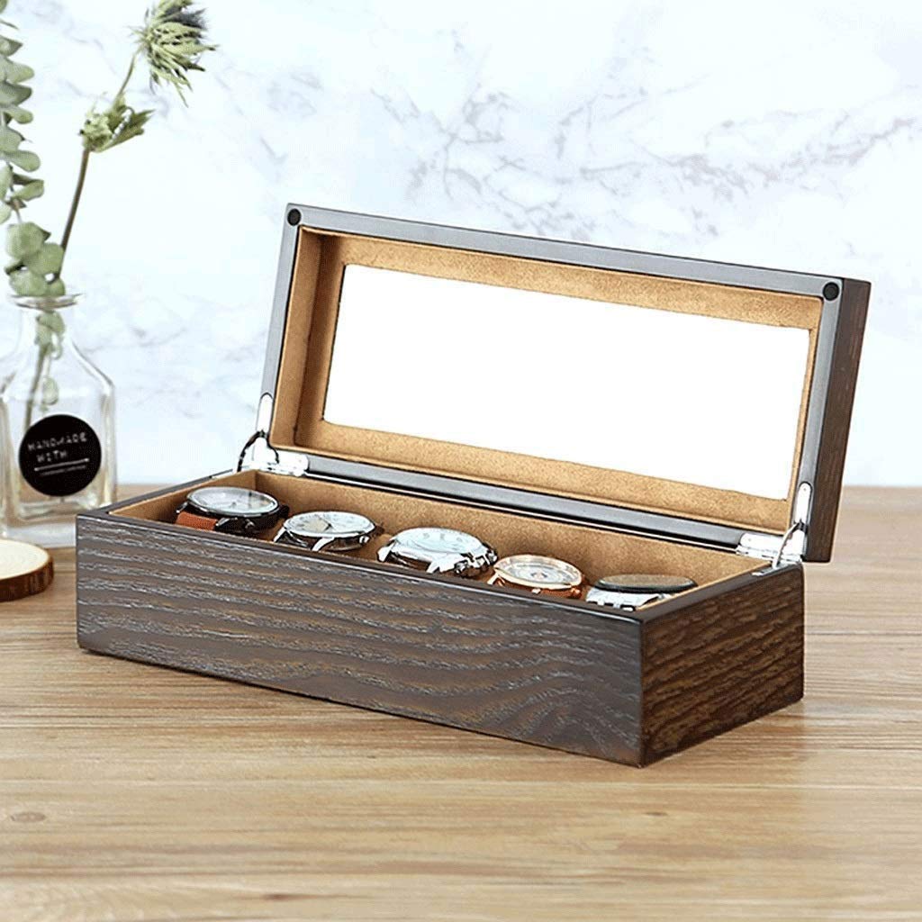 XBTGS Scatola per orologi – Scatola per orologi in legno con tetto apribile per orologi e gioielli