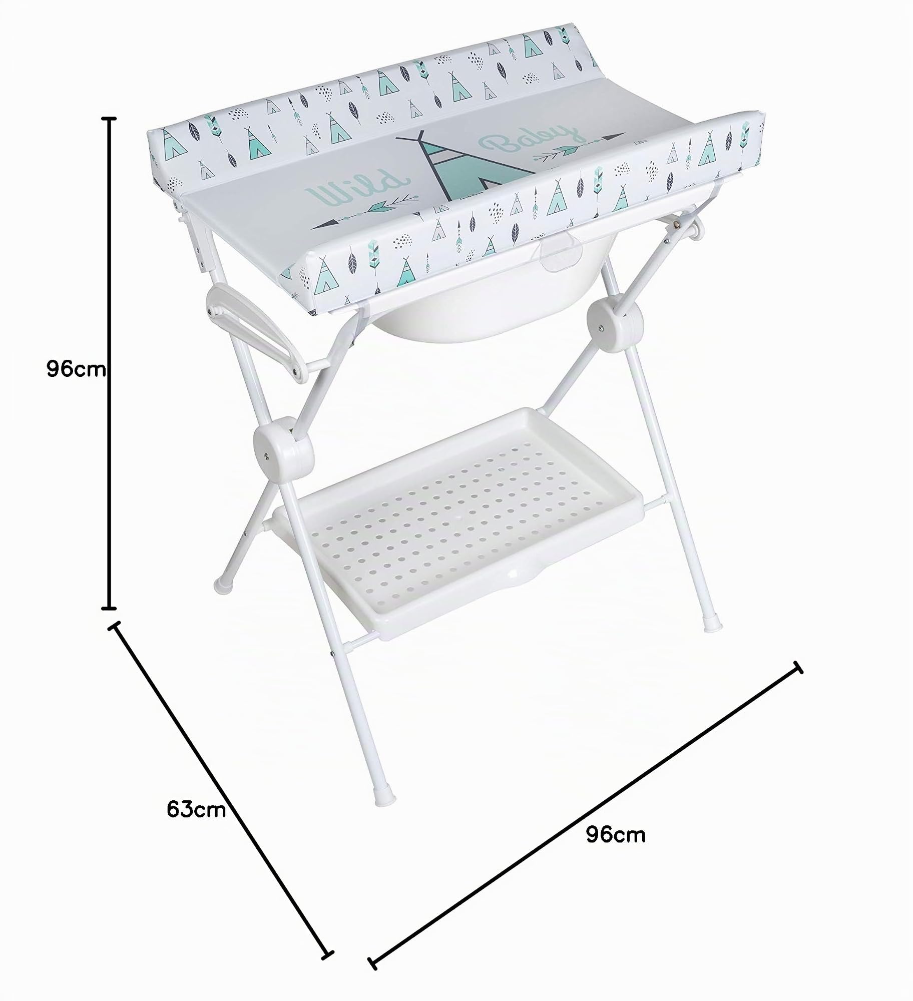 PLASTIMYR LEA | Bañera Cambiador Bebé Plegable de Viaje (Mint) | Con Bandeja Organizadora y Patas Antideslizantes · Segura y Compacta · Ligera y Fácil de Guardar