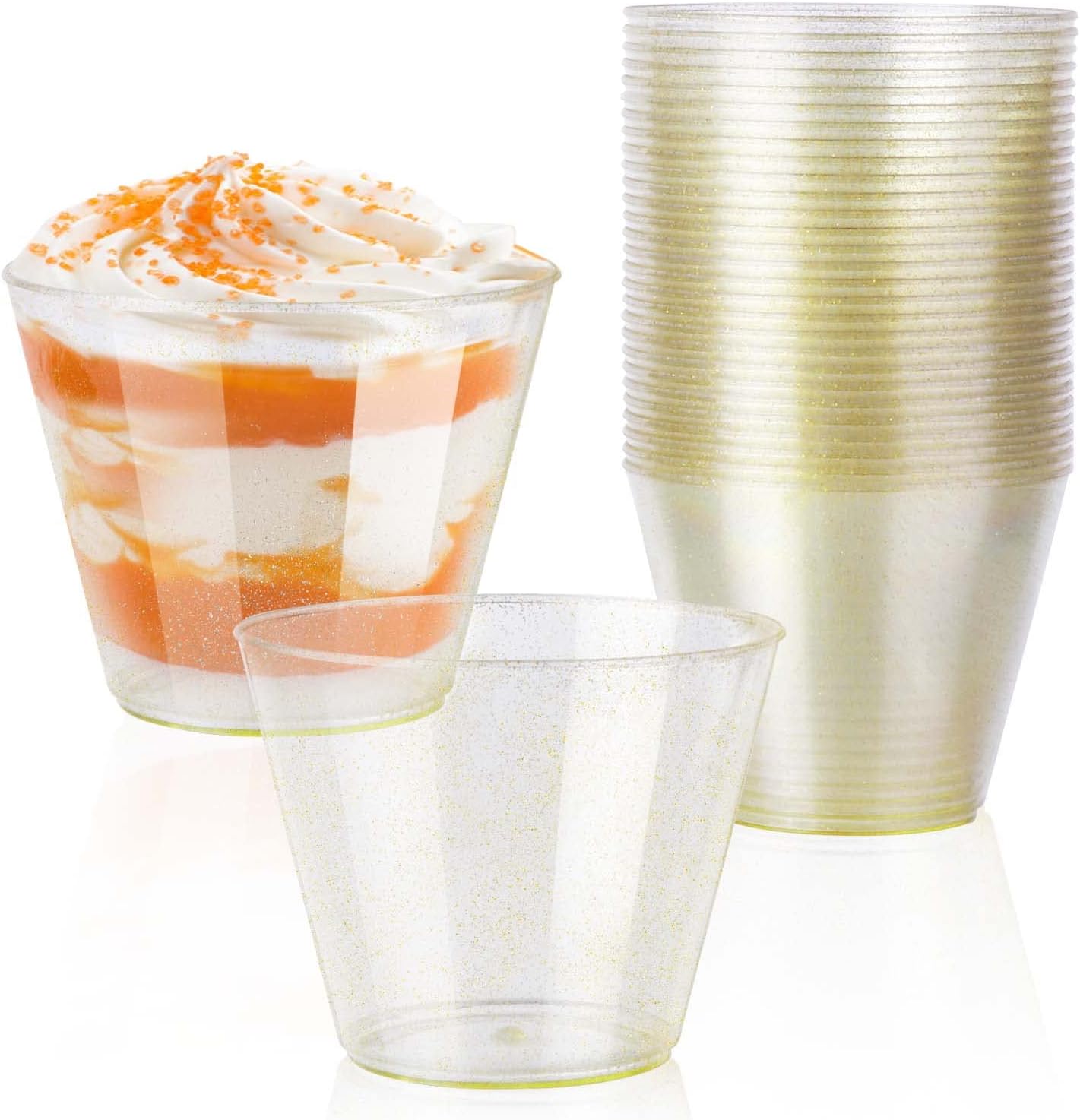 Matana - 50 Eleganti Bicchieri da Vino in Plastica Dura (160ml) - Bicchieri Resistenti e Riutilizzabili per Cocktail, Dessert - Matrimoni, Compleanni, Natale, Feste