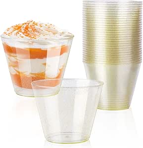 6 bicchieri con base per sorbetto / ciotole per dessert, budino