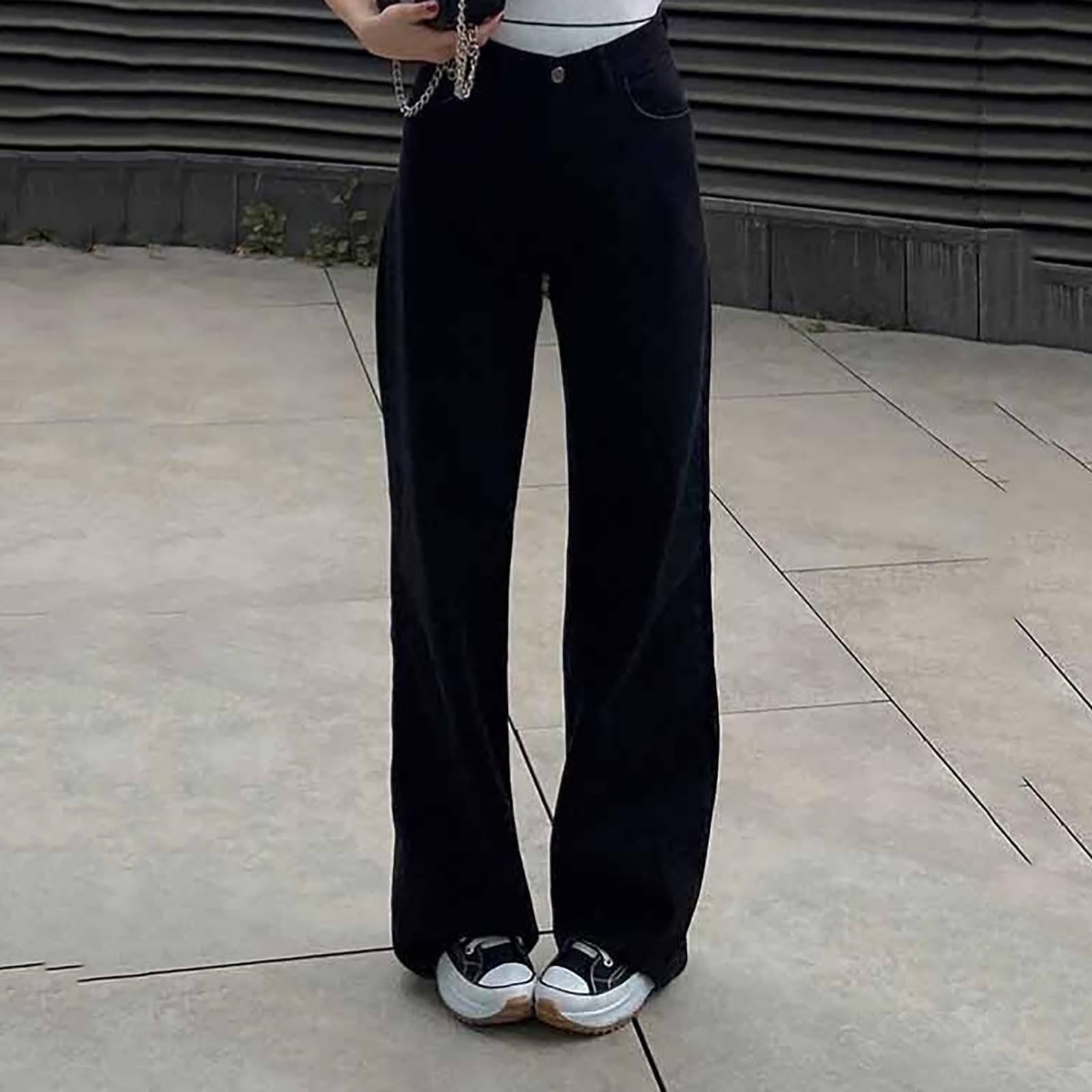 Dżinsy Damskie Proste Nogawki Dżinsy z Wysokim Stanem Długie Spodnie Casual Basic Zwykłe Dżinsy Wsuwane Damskie Spodnie Dżinsowe z Szerokimi Nogawkami Wygodne Spodnie Bootcut Streetwear