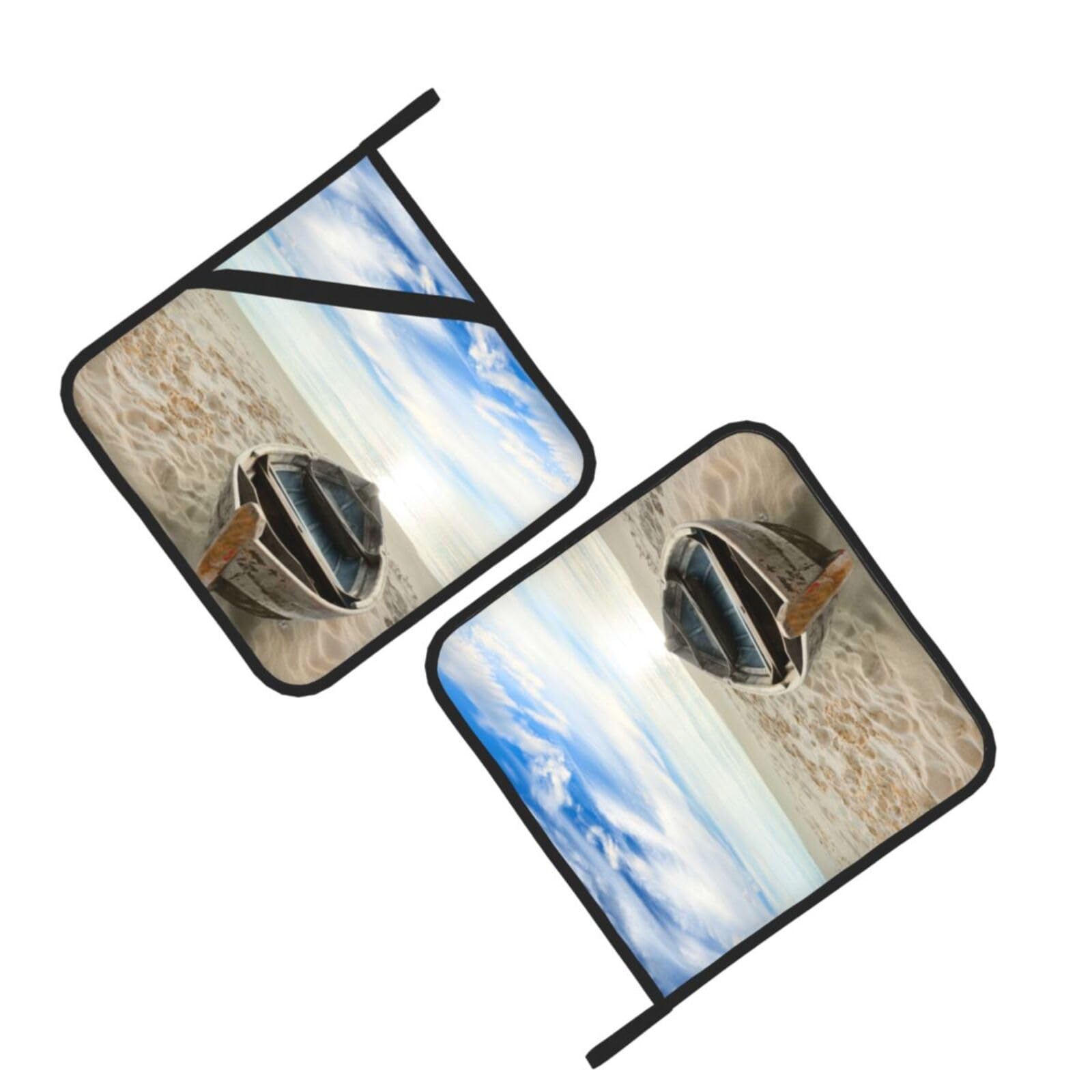 Boat Beach Sunrise Time Nautical Printed Oven Pot Holders Set of 2 Pcs Heat Resistant Kitchen Microwave Potholders for Cooking Baking Grilling