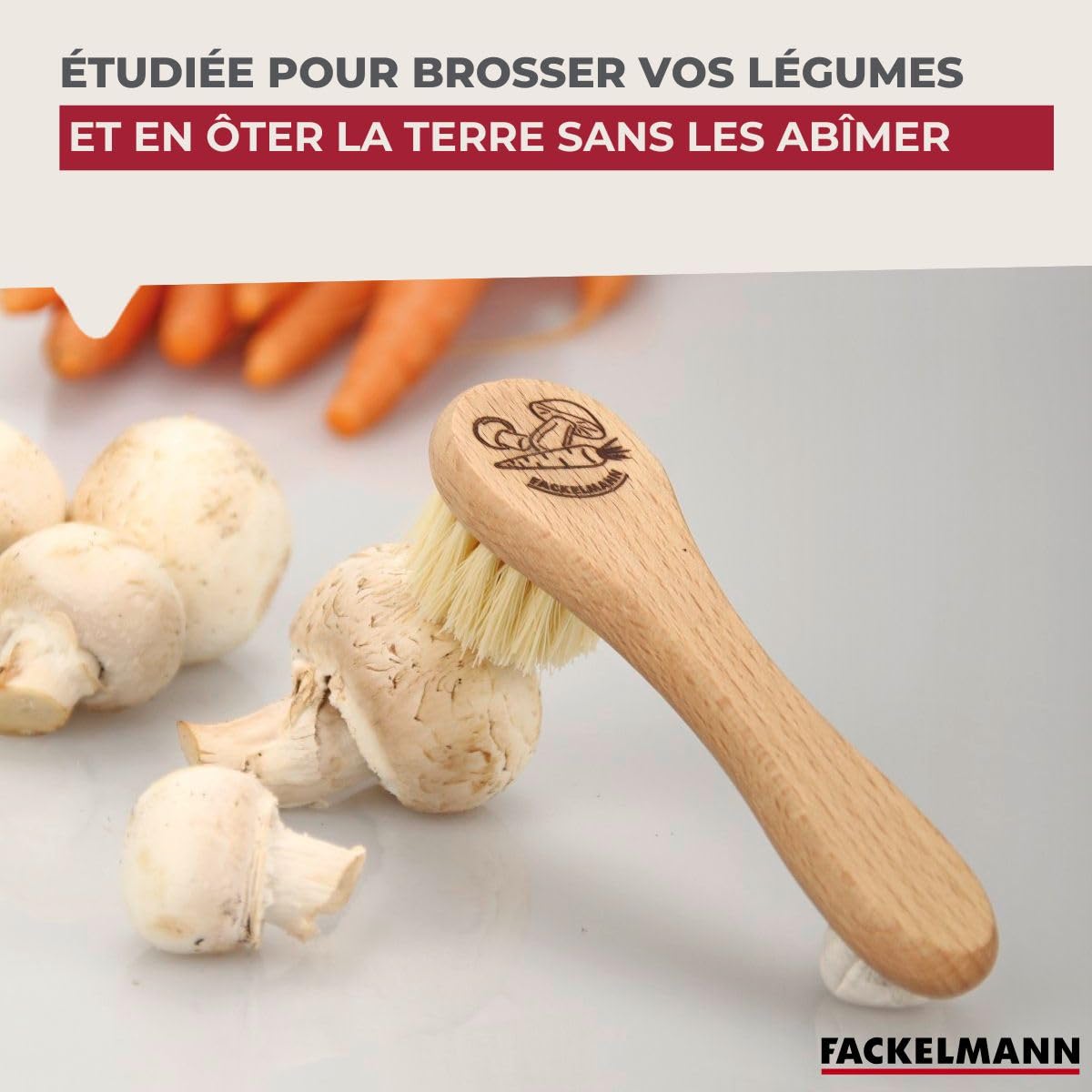 Fackelmann Brosse pour légumes en Bois 13,5 x 3,6 x 3,3 cm