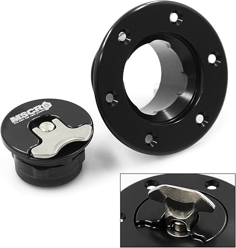 Miniatura 4 de Billet Tapa de tanque de sobretensión de combustible de aluminio de 1.398 in con 6 agujeros sin ventilación (negro)