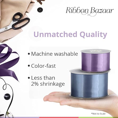 Miniatura 7 de Ribbon Bazaar Cinta de satén de doble cara, acabado brillante de alta calidad, cinta 100% poliéster para envoltura de regalos, manualidades, álbumes