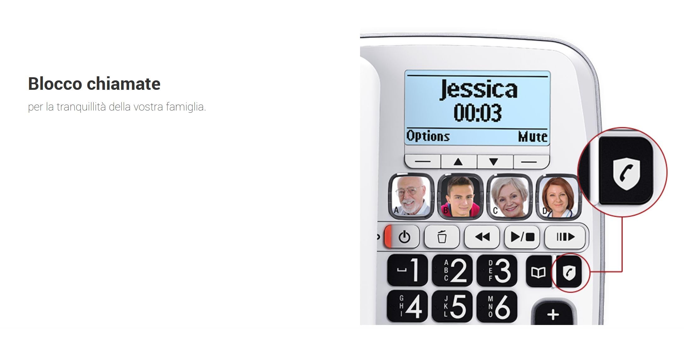 Swissvoice Telefono Combo per Anziani Cordless + Fisso Amplificato Suoneria Forte Volume Alto Vivavoce Tasti Grandi Parlanti Call Blocker Black List Blocco Chiamate Segreteria Apparecchi Acustici HAC