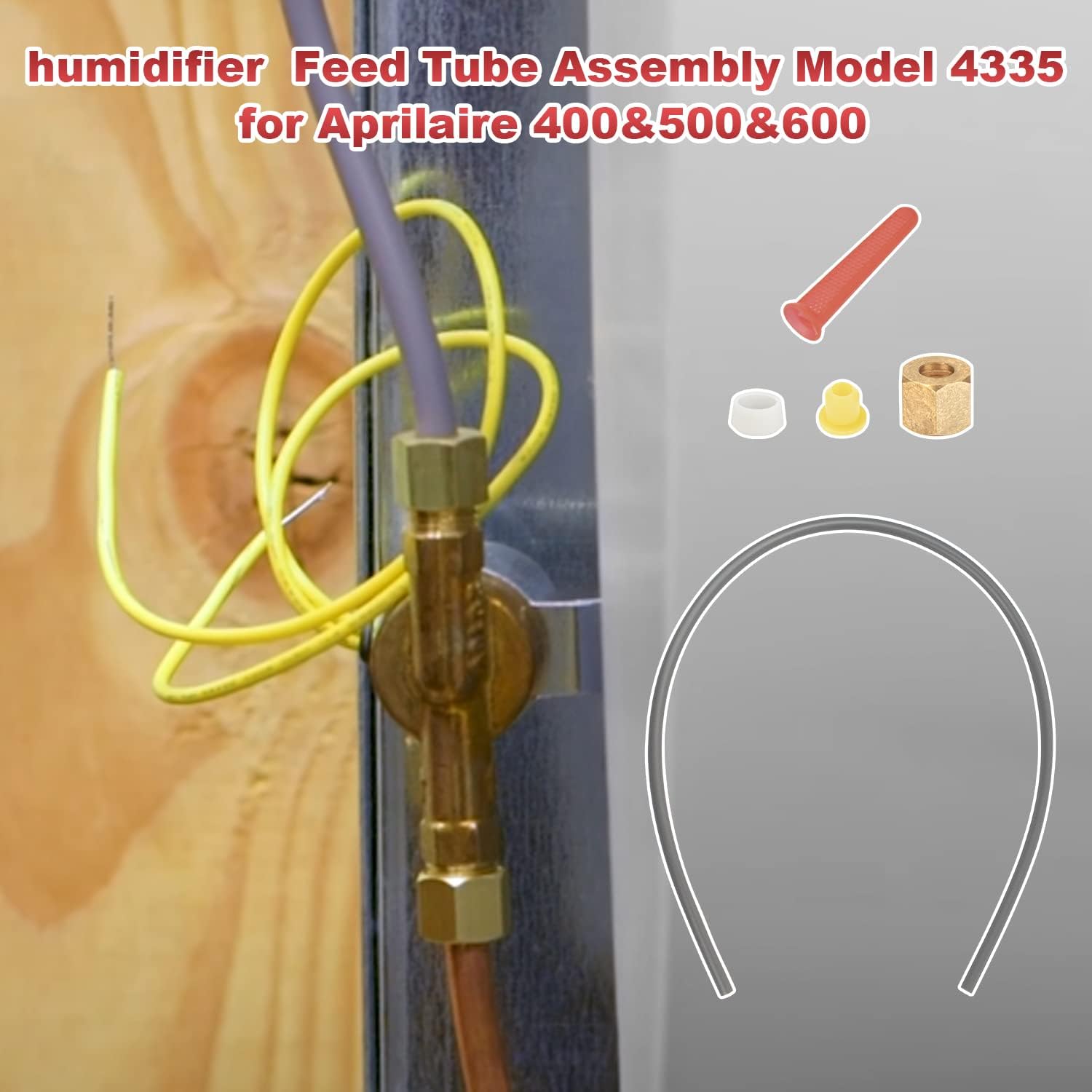for Aprilaire 600 Humidifier Assembly-Feed Tube with Compression Sleeve and Nut (4335)&Included in-Line Strainer (4004)、Yellow Orifice (4231)