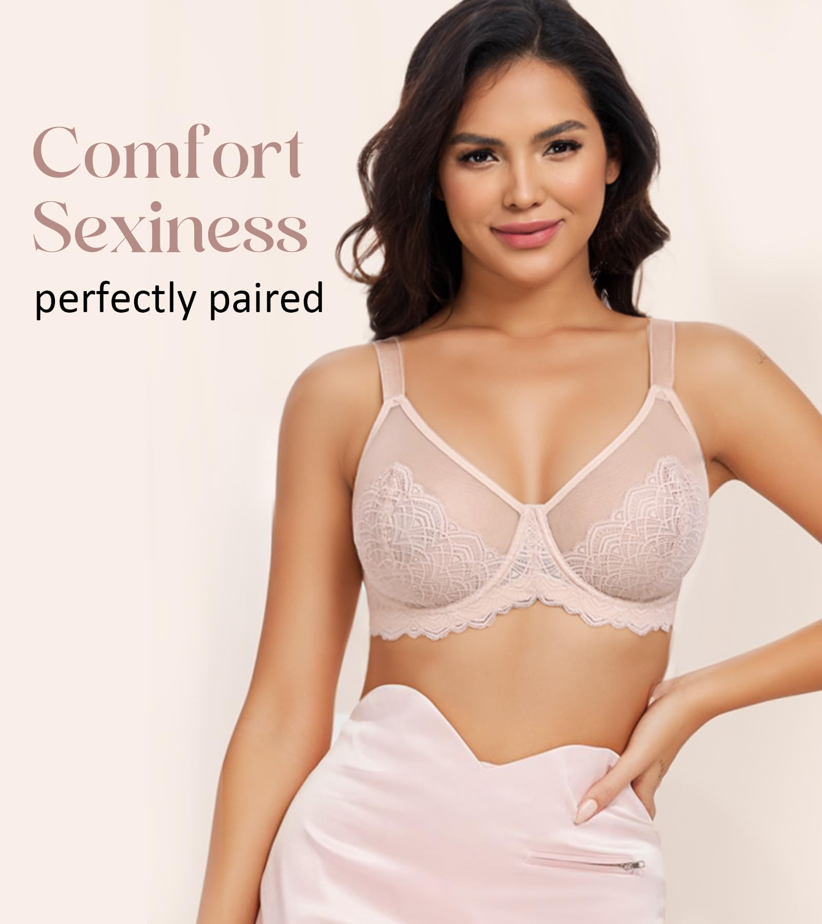 DotVol Femmes Minimizer Sexy Lace Plus Taille Full Coverage Underwire Soutien-Gorge Quotidien