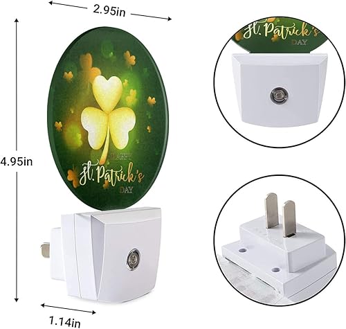 Miniatura 7 de EKOBLA Luz nocturna de hojas de trébol dorado con purpurina para el día de San Patricio luces nocturnas enchufables en la pared sensor del atardecer