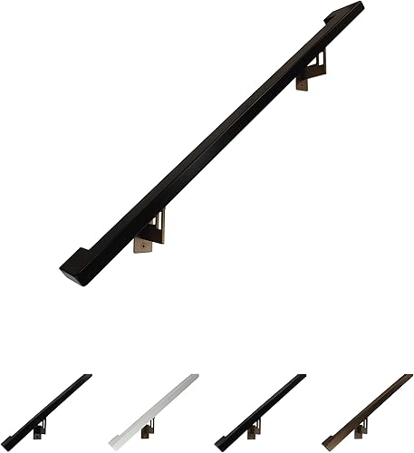 Moderno kit de barra de agarre de barandilla de aluminio, soportes de acero ajustables incluidos, retorno a la pared, acabado con recubrimiento en