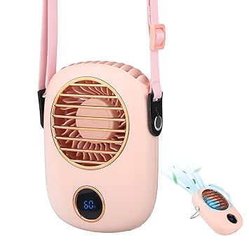 Portable Hanging Neck Rechargeable Fan USB Mini Fan Eyelash Fan for Girls Woman with An Adjustable Lanyard 3 Speeds Esohon Mini Cooling Fan for Women Girls Kids Outdoor Travel Camping Park(Pink)