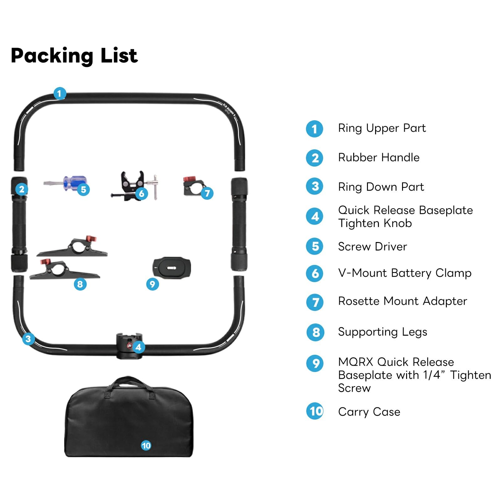 Poignée double anneau pour RS4 Mini, accessoire de nacelle annulaire portable compatible avec DJI RS4 Mini, RS 3 MINI, RS2 PRO, RS3 PRO, RS4 PRO