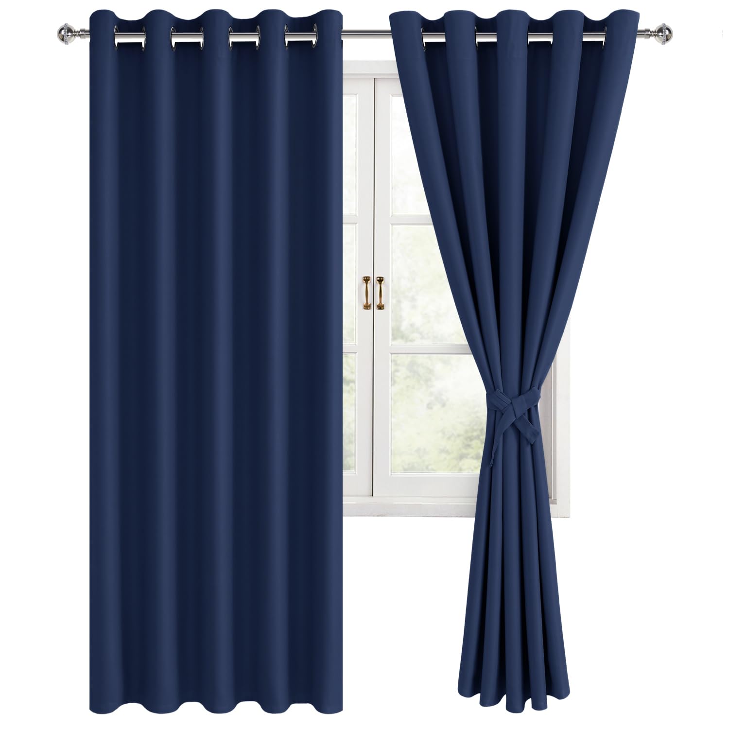 Rideaux occultants bleu marine 152x183 cm Hiasan pour fenêtre de chambre