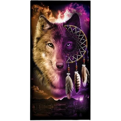 JXSMYT 3D Wolf Microfibre Beach Towel Cover