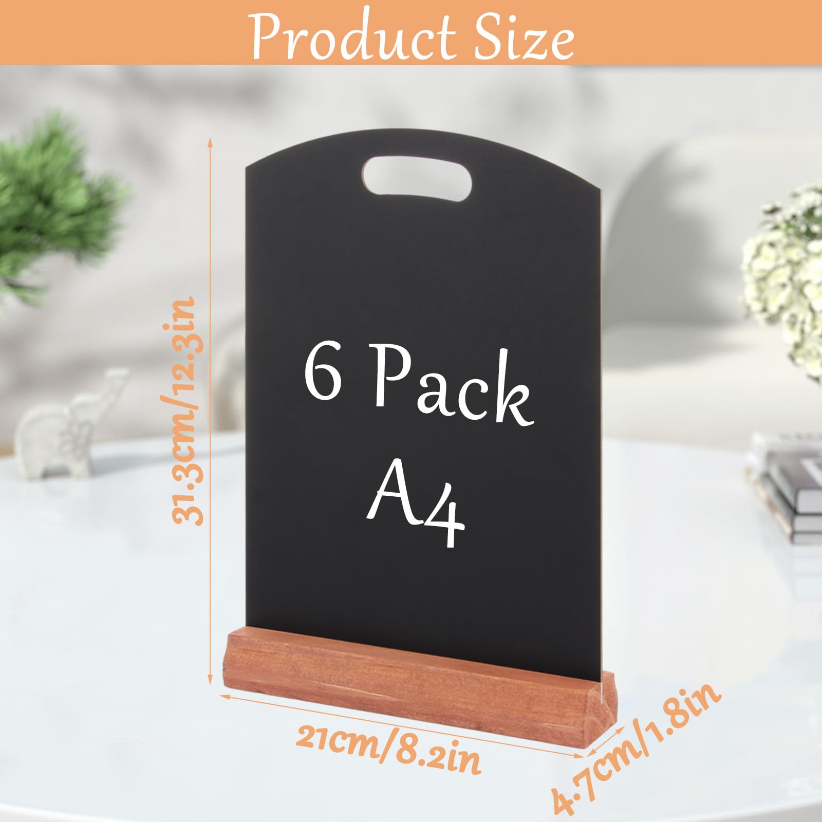 6 lavagne da tavolo formato A4, 30 x 21 cm, lavagna a doppia faccia con supporto, lavagna per menù, per matrimoni, bar, ristoranti, feste