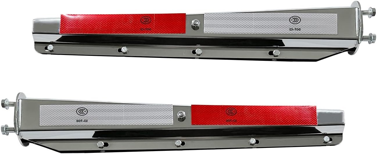 Left&Right Side Straight Semi Truck Mud Flaps Hanger Chrome for Universal Tractors Trailers Freightliner Kenworth Peterbilt HD Splash Mud Guard Mudflaps Bracket 1-1/8" 1.125" Bolt Pattern