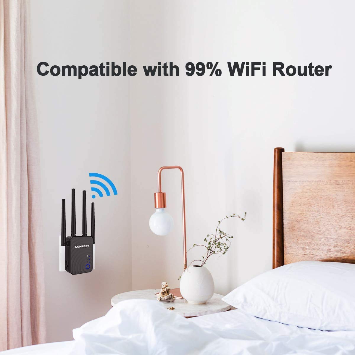 FYH WiFi Extender 5 GHz 1200 Mbps WiFi Booster, copre 1500 mq, ripetitore di portata WiFi wireless per WiFi domestico - Estensore router, 4 modalità di lavoro (nero)