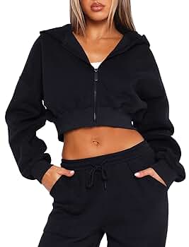 トップス CROPPED HOODIE ZIP-UP / CHA Generic Zip Up Hoodie Women Cropped Casual Sweatshirts