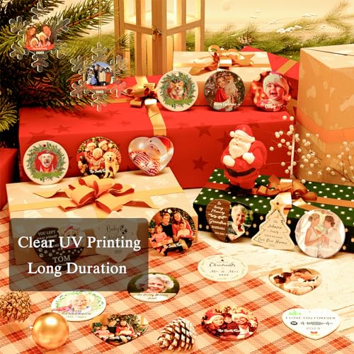 Image of Personalized Photo Christmas Ornaments 2023 - Custom Picture & Text or Logo Ceramic Ornaments for Christmas Tree Decor, Xmas Gift for Kids, Mom, Dad, Friends, Loves, Employees, Customers