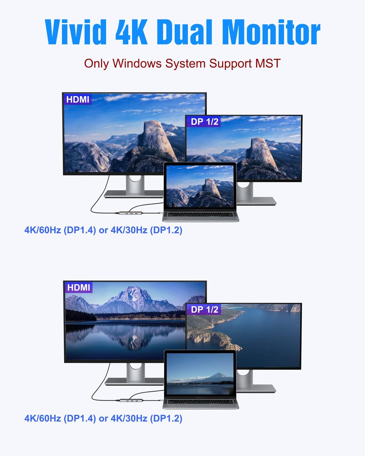 USB C Docking Station Dual DisplayPort,9 in 1 Laptop Docking Station Dual Monitor with 2 DP, HDMI, 3*USB 3.0,100W PD,SD & TF Slot,USB C Hub Multiport Adapter for MacBook/Dell/HP/Lenovo/Steam Deck