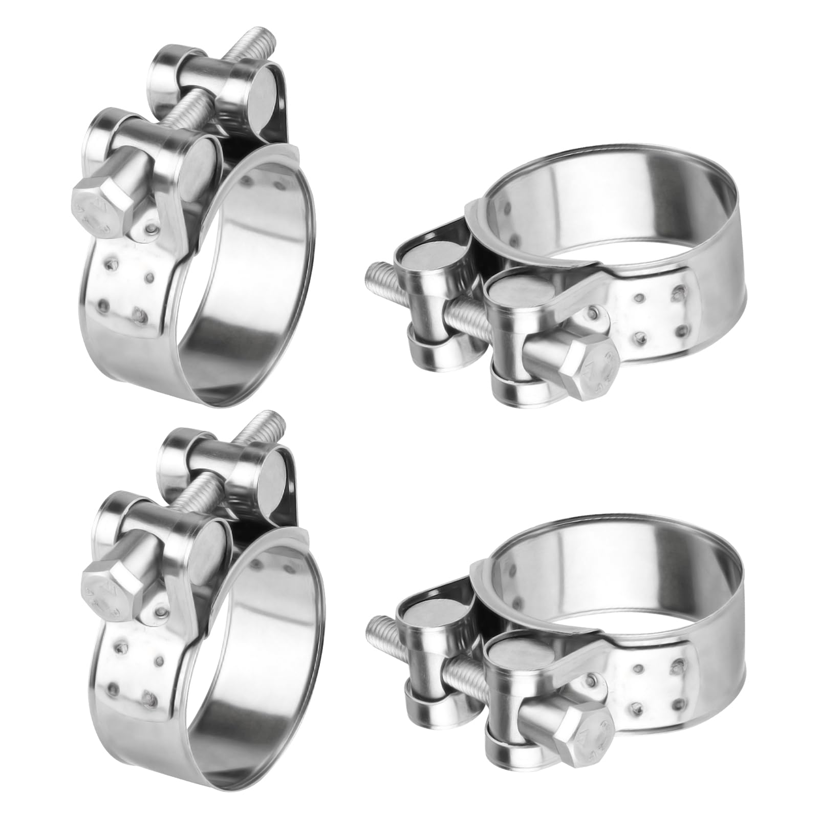 4 Stück Gelenkbolzenschelle Edelstahl 304, Spannbereich 40-43mm Einstellbar Schlauchschellen, Rohrschelle, Spannbackenschellen, Edelstahl Auspuffschelle Gelenkbolzenschellen für Schellen